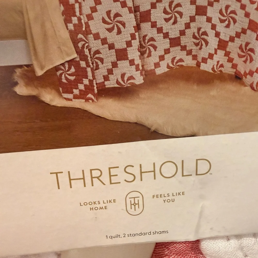 Threshold Pink and White Quilted Bedding